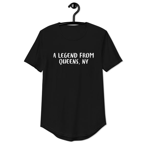 "A LEGEND FROM QUEENS, NY" Men's Curved Hem T-Shirt